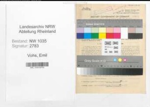 Entnazifizierung Emil Vohs , geb. 25.11.1904 (Steiger)
