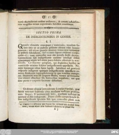 Sectio Prima. De Indigestionibus In Genere.