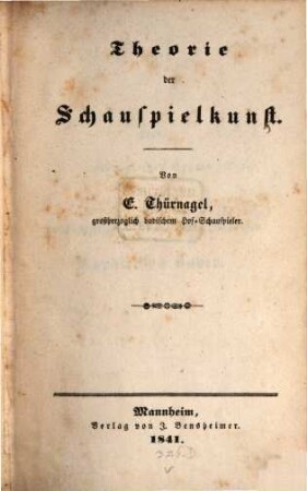 Theorie der Schauspielkunst