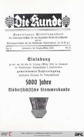 Einladung zur gemeinsamen Jahrestagung "5000 Jahre niedersächsische Stammeskunde"
