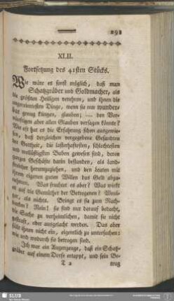 XLII. Fortsetzung des 41sten Stücks