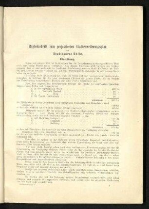 Begleitschrift zum projektierten Stadterweiterungsplan