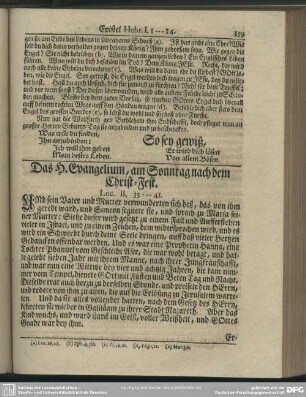 Das H. Evangelium, am Sonntag nach dem Christ-Fest. Luc. II, 33-41