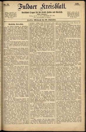 Ausgabe vom Mittwoch, den 10. September 1879.