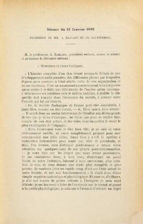 Bulletin de la Société Zoologique de France. 17. 1892