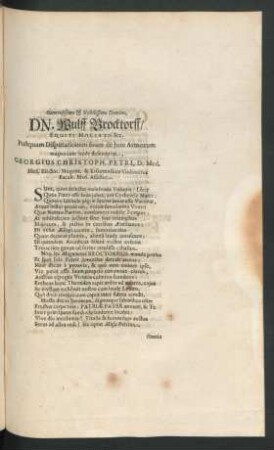 Generostissimo & Nobilissimo Domino, Dn. Wulff Brocktorff ...