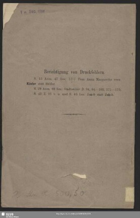 Berichtigung von Druckfehlern
