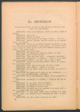 El defensor : Teatralización de E. Navas