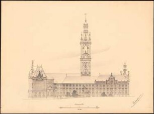 Rathaus, Hannover: Seitenansicht, 1:200