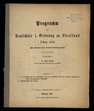 1873/74: Programm der Realschule Erster Ordnung zu Stralsund : Ostern ... - 1873/74