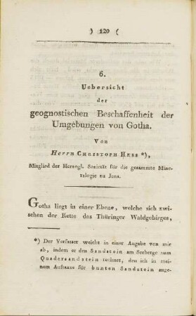 6. Uebersicht der geognostischen Beschaffenheit der Umgebungen von Gotha.