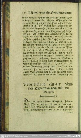 X. Vergleichung einiger römischen Kriegsbedienungen mit den heutigen