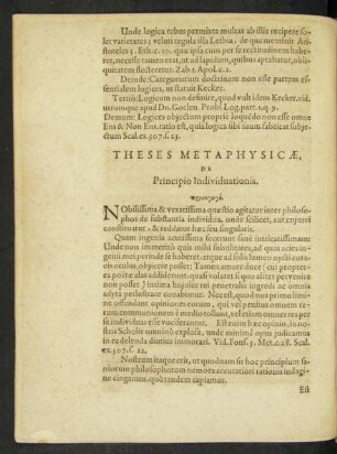 Theses Metaphysicae, De Principio Individuationis.