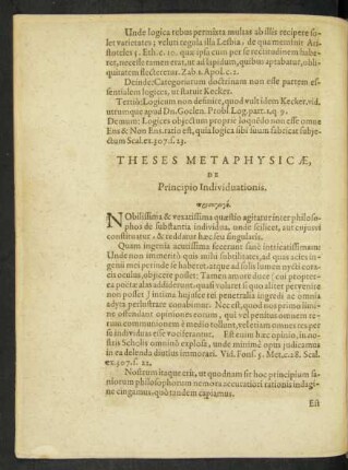 Theses Metaphysicae, De Principio Individuationis.