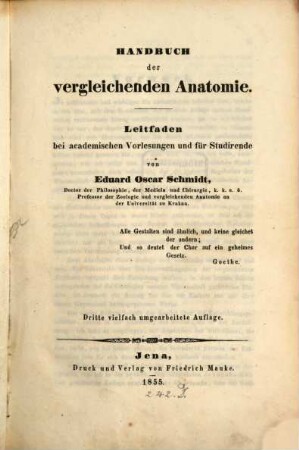 Handbuch der vergleichenden Anatomie