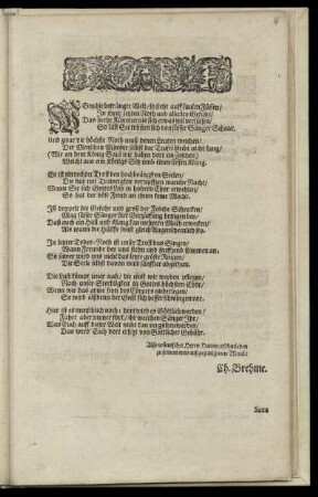 Dedikationsgedicht auf Andreas Hammerschmidt von Christian Brehme