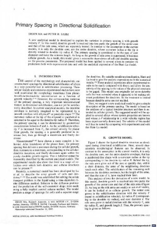 Primary spacing in directional solidification