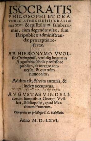 Orationes XXI & epistolae IX