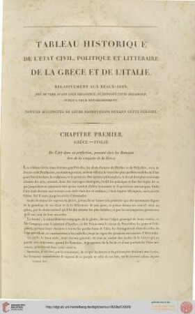 Tableau historique de l'état civil, politique et littérature de la Grèce et de l'Italie