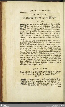 Das XLVI. Capitel. Vorstellung oder Auffzug der Kirchen zur Heiligen Dreyfaltigkeit, benebst der kleinen Polnischen Kirchen S. Anna