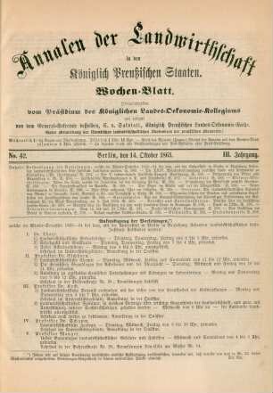 No. 42. Berlin, den 14. Oktober 1863. III. Jahrgang.