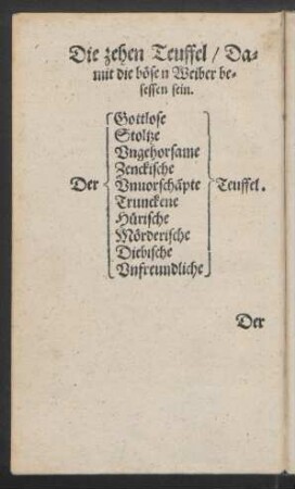 Die zehen Teuffel/ Damit die bösen Weiber besessen sein.