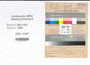 Entnazifizierung Josef Zeitz , geb. 25.11.1888 (Beamter)