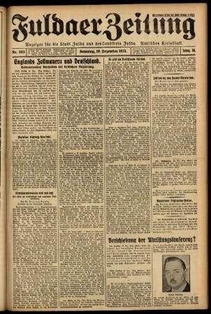 Ausgabe vom Samstag, den 19. Dezember 1931.