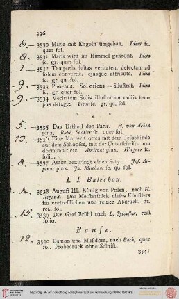 [Kupferstiche] (von Achen - Zucchero; Nr. 3535-3821)
