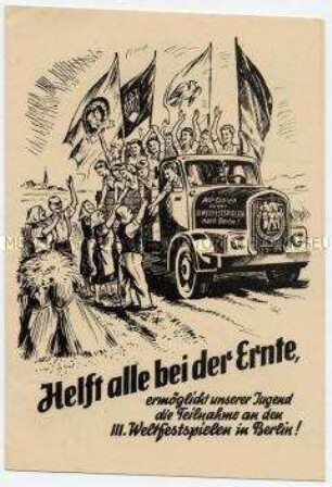 Illustrierte Flugschrift für Erntehilfe zur Teilnahme der Landjugend an den Weltfestspielen