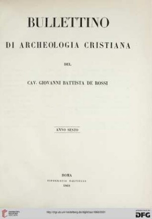6: Bullettino di archeologia cristiana