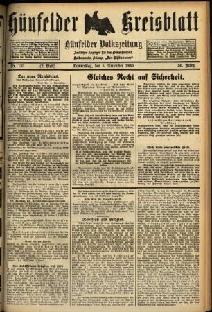 Zweite Ausgabe vom Donnerstag, den 06. November 1930.