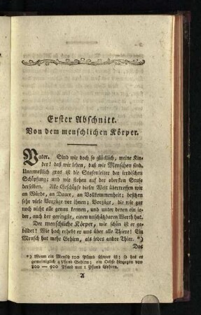 Erster Abschnitt: Von dem menschlichen Koerper