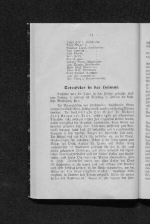 Totenfeier in der Heimat.