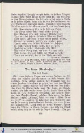 Die kurze Wanderschaft.