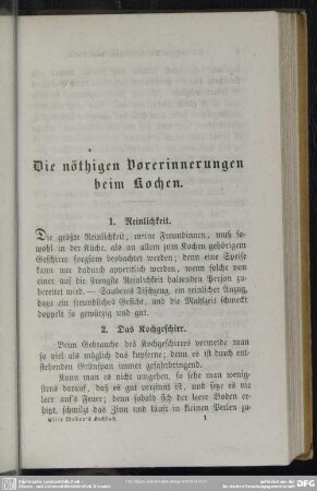 Die nöthigen Vorerinnerungen beim Kochen