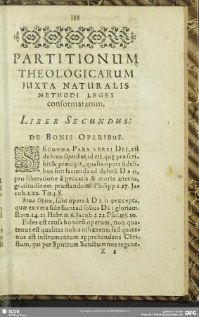 Partitionum Theologicarum Iuxta Naturalis Methodi Leges conformatarum, Liber Secundus: De Bonis Operibus