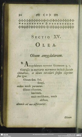 Sectio XV. Olea