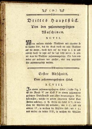 Drittes Hauptstück. Von den zusammengesetzten Maschinen.