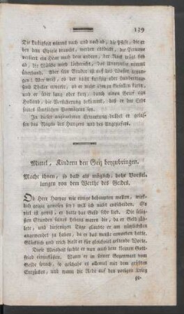 Mittel, Kindern den Geiz beyzubringen