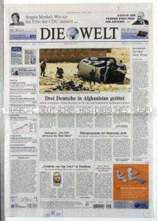 Tageszeitung "Die Welt" zum Tod von drei deutschen Polizisten in Afghanistan