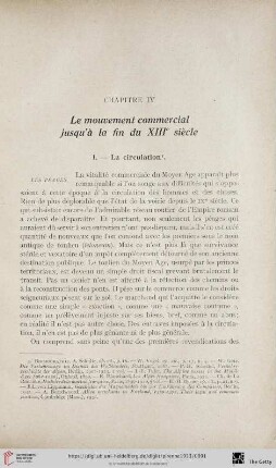 Chapitre IV: Le mouvement commercial jusqu'à la fin du XIIIe siècle
