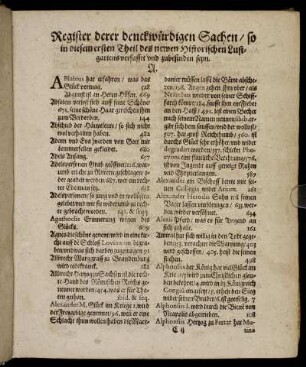 Register derer denckwürdigen Sachen, [...]