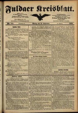 Ausgabe vom Montag, den 20. September 1909.
