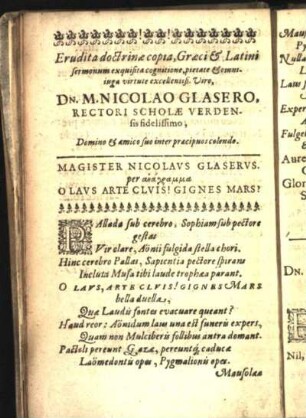 Gratulationes [Beiträger: Henricus Rumpius. Henricus Dorneman.]