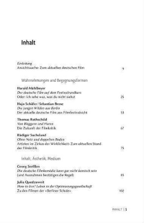 Ansichtssache - Inhaltsverzeichnis
