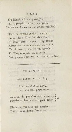 Le Ventru. Aux Élections De 1819.