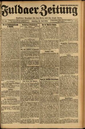 Erste Ausgabe vom Samstag, den 14. Juni 1924.