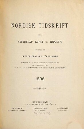 Nordisk tidskrift för vetenskap, konst och industri. 1896