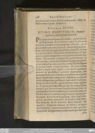 Epistola XCVIII. Guido Bentivolio, Nuncio Apostolico, Archiepiscopo Rhodiensi.